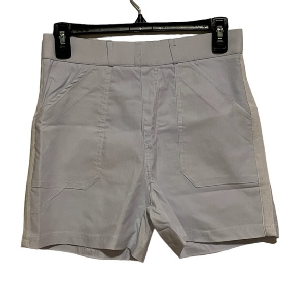 Shein White Elastic Waist Shorts Side Stripe Size Medium - Picture 1 of 4